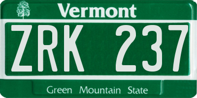 VT license plate ZRK237