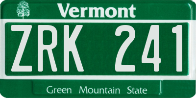 VT license plate ZRK241