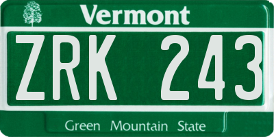 VT license plate ZRK243