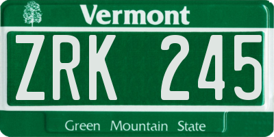 VT license plate ZRK245