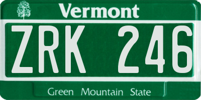 VT license plate ZRK246
