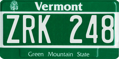 VT license plate ZRK248