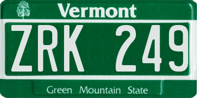 VT license plate ZRK249