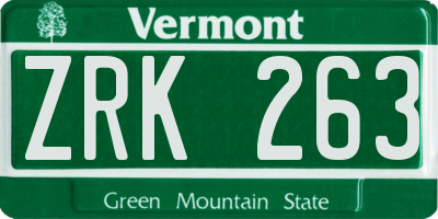 VT license plate ZRK263