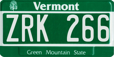 VT license plate ZRK266