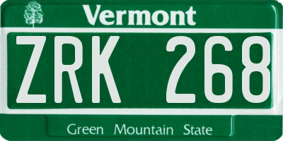 VT license plate ZRK268