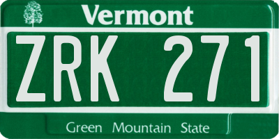 VT license plate ZRK271