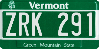 VT license plate ZRK291