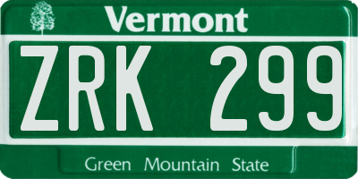 VT license plate ZRK299