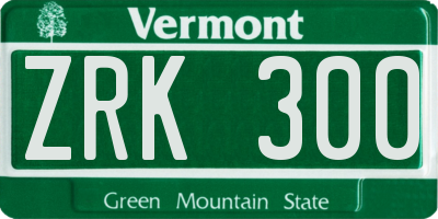 VT license plate ZRK300