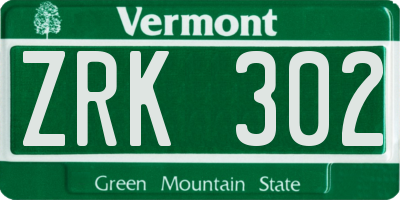 VT license plate ZRK302