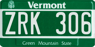 VT license plate ZRK306