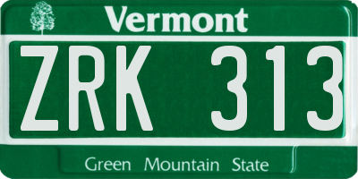 VT license plate ZRK313