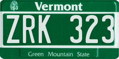 VT license plate ZRK323