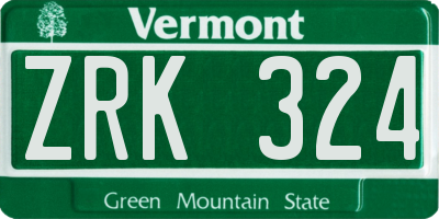 VT license plate ZRK324