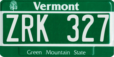 VT license plate ZRK327