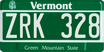 VT license plate ZRK328