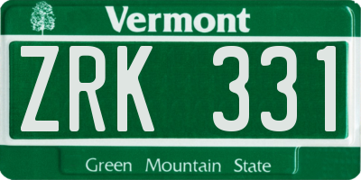 VT license plate ZRK331