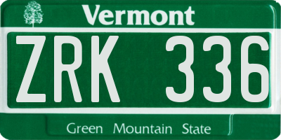 VT license plate ZRK336