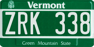 VT license plate ZRK338