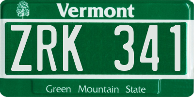 VT license plate ZRK341