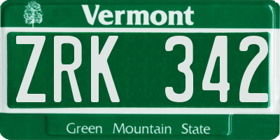 VT license plate ZRK342