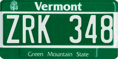 VT license plate ZRK348