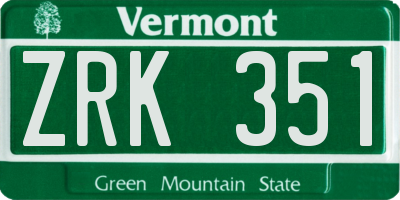 VT license plate ZRK351