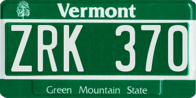VT license plate ZRK370