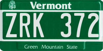 VT license plate ZRK372