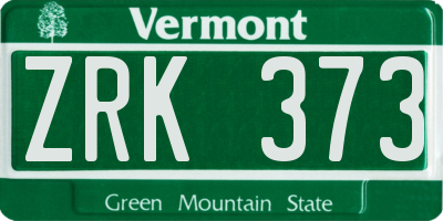 VT license plate ZRK373