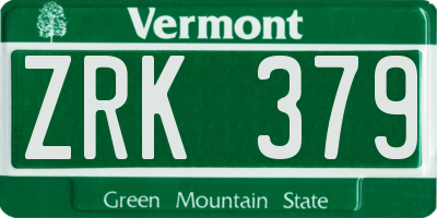VT license plate ZRK379