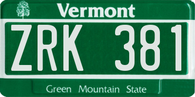 VT license plate ZRK381
