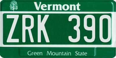 VT license plate ZRK390