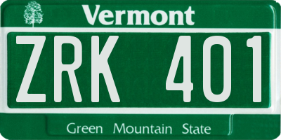 VT license plate ZRK401
