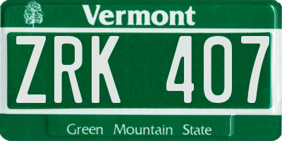 VT license plate ZRK407