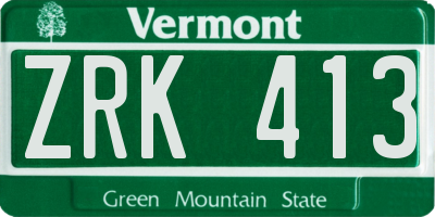 VT license plate ZRK413