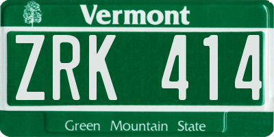 VT license plate ZRK414