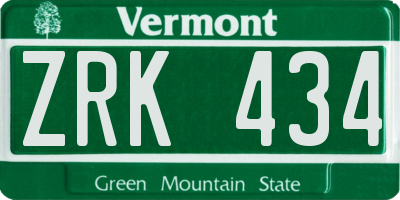 VT license plate ZRK434