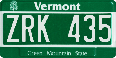 VT license plate ZRK435