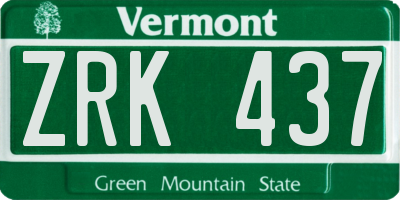 VT license plate ZRK437