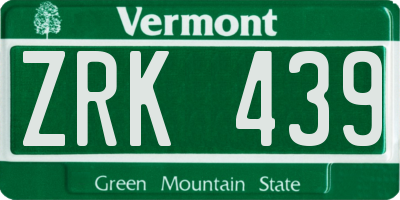 VT license plate ZRK439