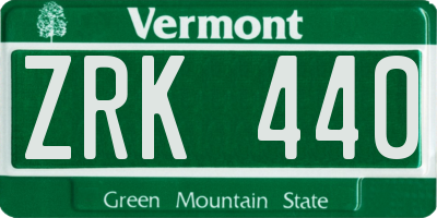 VT license plate ZRK440