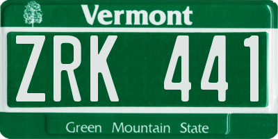 VT license plate ZRK441