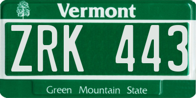 VT license plate ZRK443