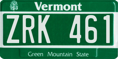 VT license plate ZRK461