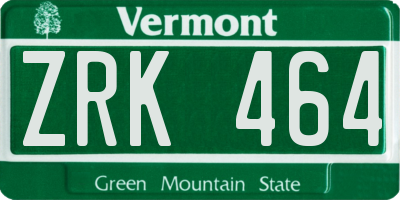 VT license plate ZRK464