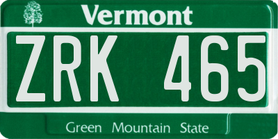 VT license plate ZRK465