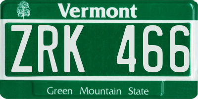 VT license plate ZRK466