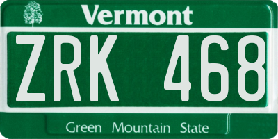 VT license plate ZRK468